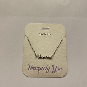 NWT Victoria Personalized Name Silver Pendant 16-20" Necklace Uniquely You